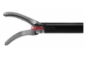 Щипцы для захватывания и диссекции, «Maryland Dissektor», изогнутые, с мелкими поперечными зубьями, с двойным перемещением, 5 мм, ПДл 430 мм, рукоятка ВЧ моно с фиксатором и вращением, Модульная система moduline