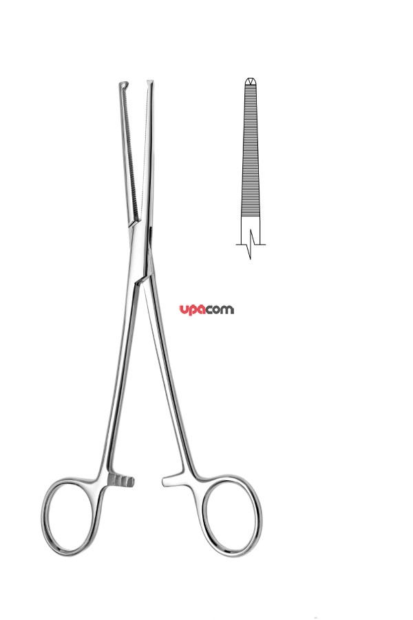 Зажим кровоостанавливающий 1х2 зубый, зубчатый, прямой, №3, 220 мм