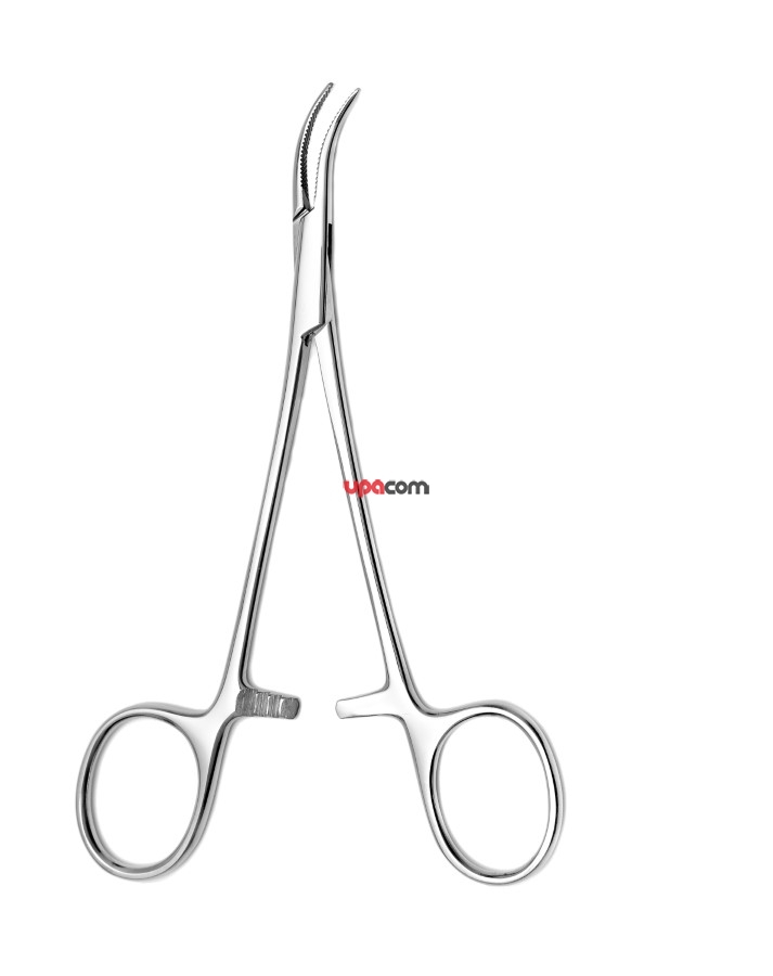 Зажим кровоостанавливающий, нейрохирургический,  изогнутый, 145 мм
